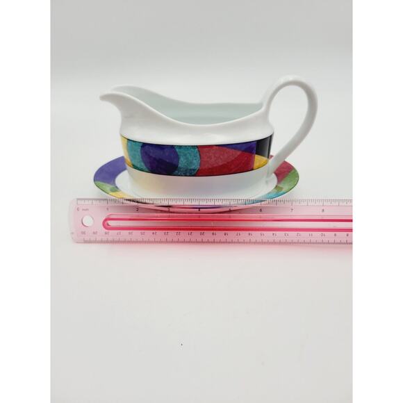 Mikasa California M5101 Currents Ceramic 1980/1990s Style Gravy Boat and Plate - Picture 12 of 12